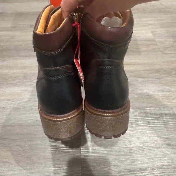 Pikolinos Aspe Lace Up Black Leather Heeled Bootie Boots - Picture 4 of 12